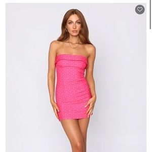 White Fox Got Me Hooked Mini Dress Hot Pink